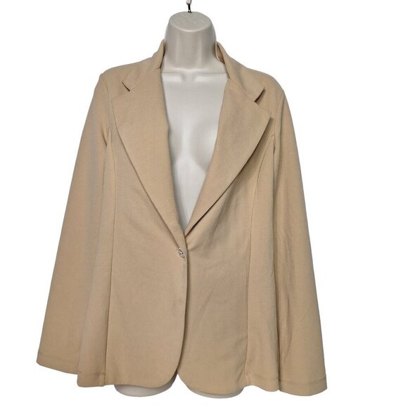 Ivory Love Women's Jacket Tan Solid Large Business Office Work - Picture 2 of 6